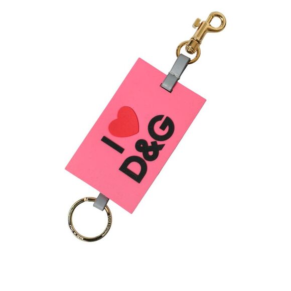 Dolce & Gabbana Pink Silicone DG Logo Gold Brass Women's Keychain